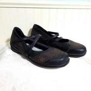 Womens Aetrex Mozaic Comfort Animal Print Brown Black Flats Shoes 7.5 7 1/2